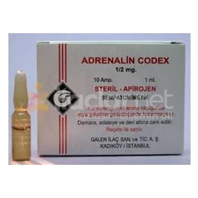 ADRENALIN CODEX 1/2MG 1 ML 100 AMPUL