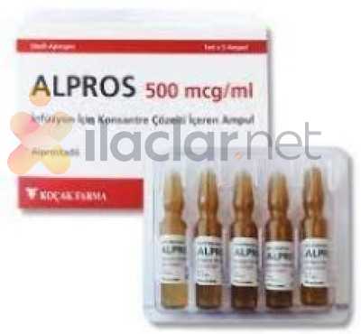 ALPROS 500 MCG/ML INF. ICIN KONSANTRE COZ. ICEREN 1 MLx5 AMPUL
