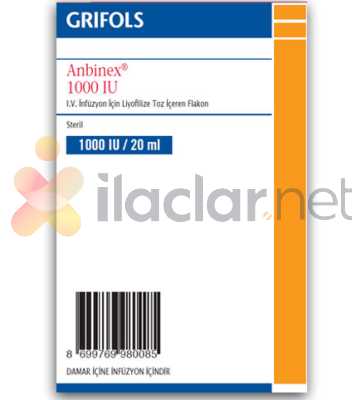 ANBINEX 1000 IU IV INFUZYON ICIN LIYOFILIZE TOZ ICEREN FLAKON