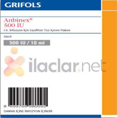 ANBINEX 500 IU IV INFUZYON ICIN LIYOFILIZE TOZ ICEREN FLAKON