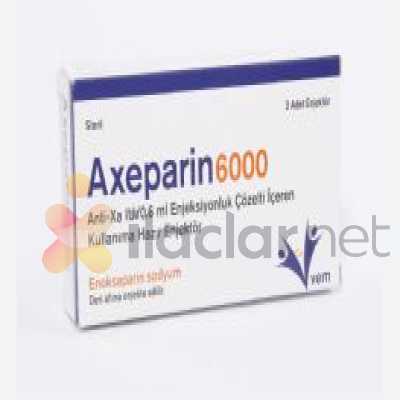 AXEPARIN ANTI XA 6000 IU/0,6 ML ENJEKSIYONLUK COZELTI ICEREN KULLANIMA HAZIR ENJEKTOR (2 ENJEKTOR)