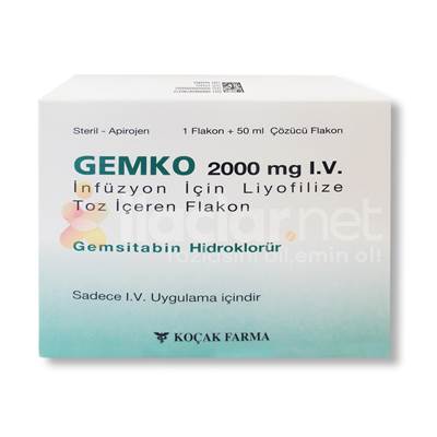 GEMKO 2000 MG IV INFUZYON ICIN LIYOFILIZE TOZ ICEREN FLAKON