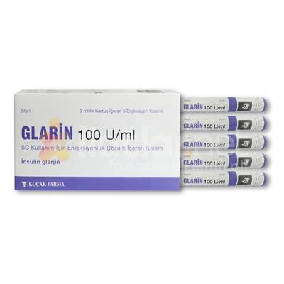 GLARIN 100 U/ML SC KULLANIM ICIN ENJ. COZELTI ICEREN KARTUS (5 KARTUS)