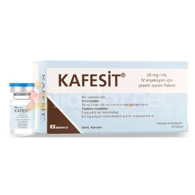 KAFESIT 20 MG/ML IV ENJEKSIYON ICIN COZELTI ICEREN 10 FLAKON + 3 ML COZELTI